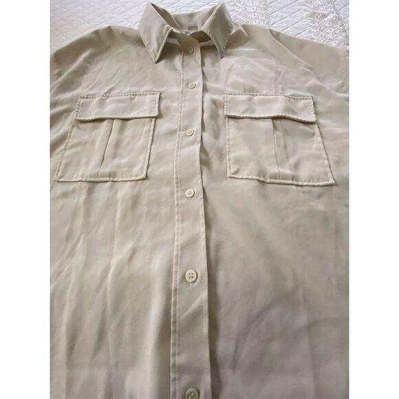 H&M Beige Oversized Button-Up Blouse Large - Picture 8 of 12